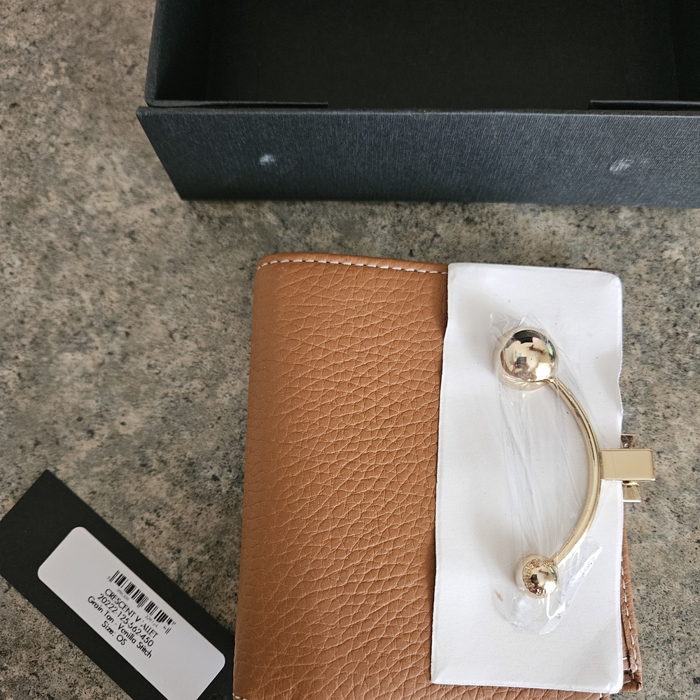 Tan Leather Wallet with Gold Accent